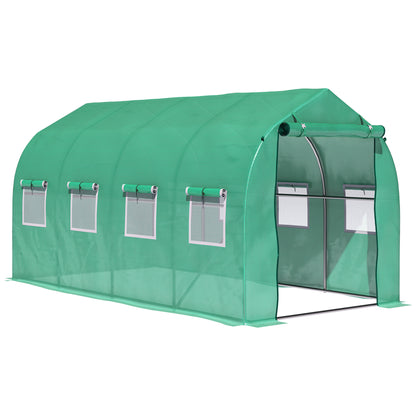 Outsunny Polytunnel Greenhouse with Windows and Door, Walk in Greenhouse for Garden, Backyard (4 x 2 M) 