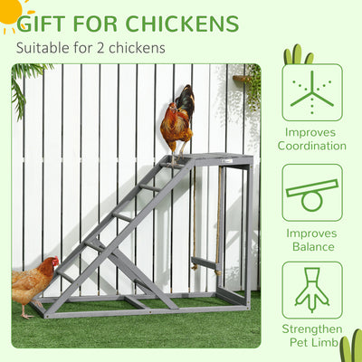 PawHut Wooden Chicken Coop Toy with Swing, Ladder, Platform, Grey 