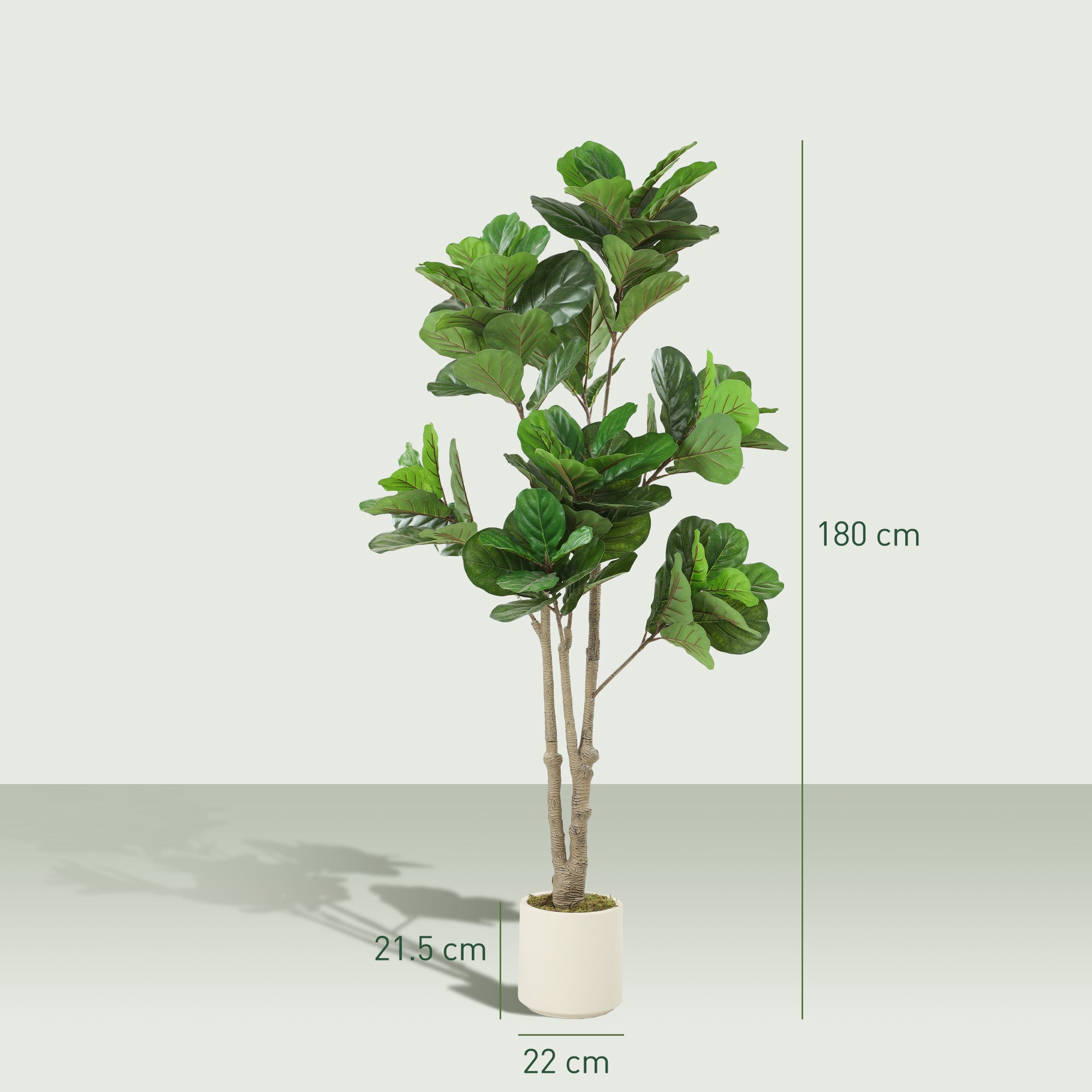 HOMCOM 180cm Artificial Fiddle Leaf Fig Tree - Green 