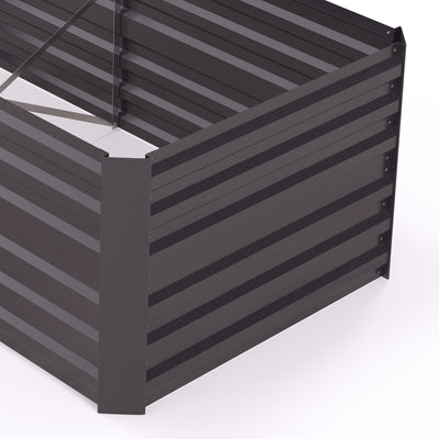 Outsunny Raised Beds for Garden, Galvanised Steel Outdoor Planters with Multi-reinforced Rods, 180 x 90 x 59 cm, Dark Grey 