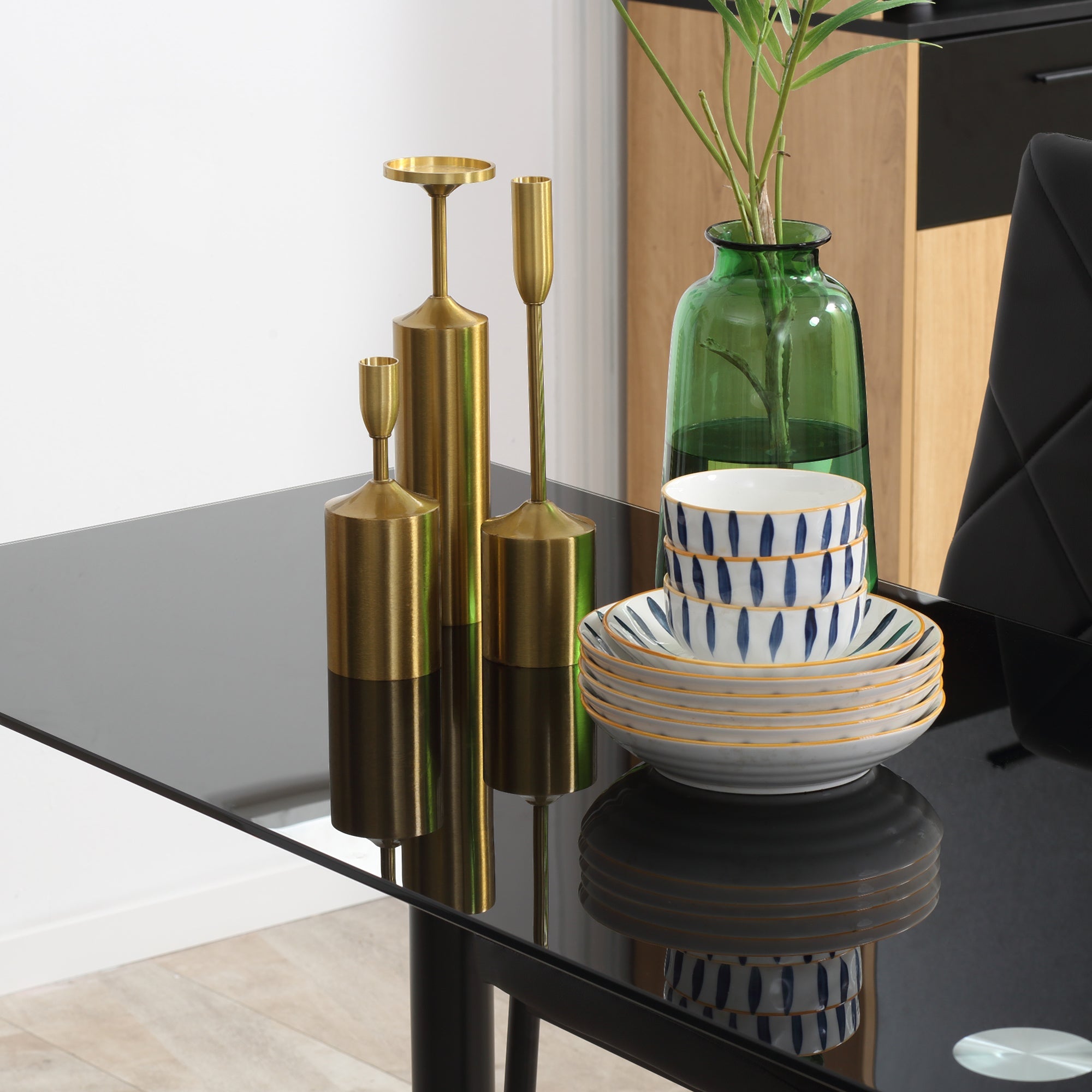 HOMCOM Modern Dining Table Set for 4, Space-Saving 5 Pieces Kitchen Table Set with Rectangle Table and Steel Frame, Black 