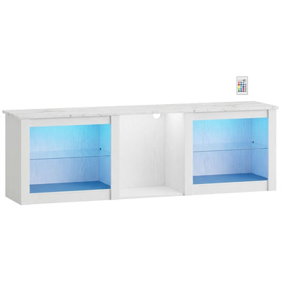 HOMCOM 70in TV Stand, with LED Lights and Storage - White 