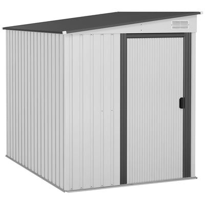 Outsunny 7 x 5ft Galvanised Metal Shed, with Sliding Door - White 