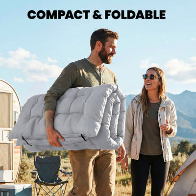 Outsunny Sleeping Mat, Foldable Camping Mattress Pad with Elastic Straps, Light Grey 