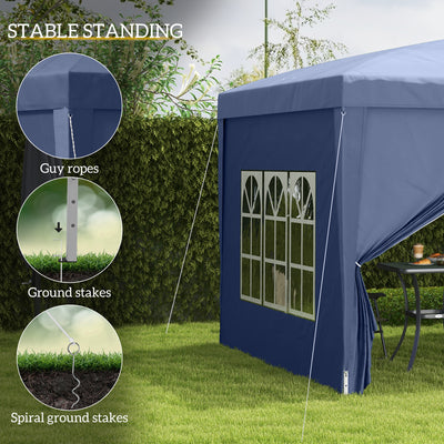 Outsunny 3 x 3(m) Pop Up Gazebo, Water and UV Resistant Party Tent Camping Canopy Marquee with Carry Bag, Blue 