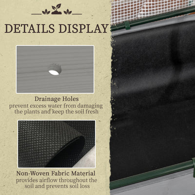 Outsunny Raised Garden Bed Outdoor Elevated Wood Planter Box w/ PE Cover, Dark Grey 