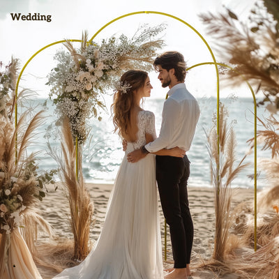 Outsunny Wedding Arch Frame Set, 2.2, 2, 1.8 m Metal Arch Backdrop Stand Set of 3, Balloon Arch Stand Set for Birthday Party, Bridal Shower, Graduation, Ceremony, Banquet Decorations, Gold Tone 