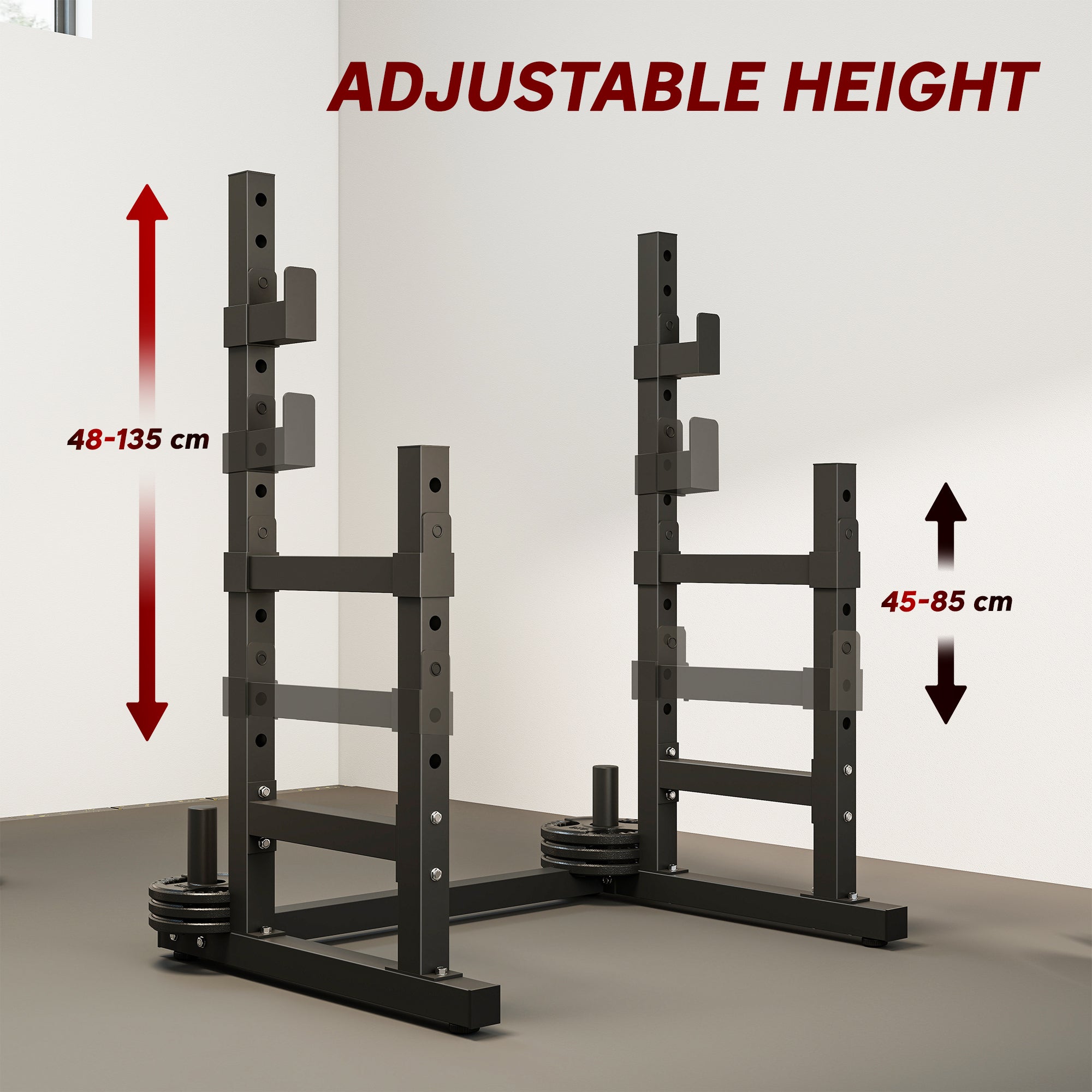 SPORTNOW Adjustable Squat Rack with Plate Holders, 300 kg Load 