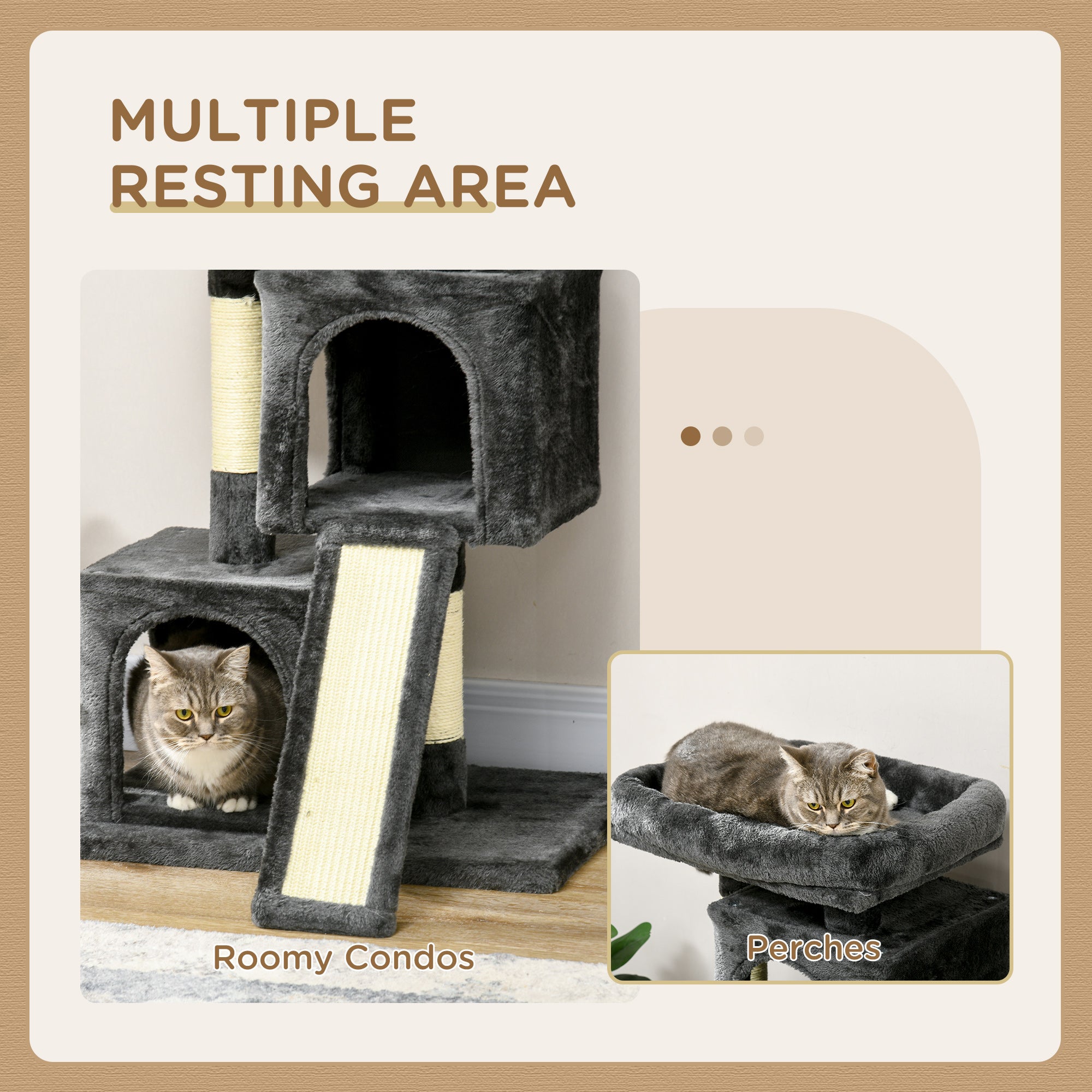PawHut Cat Tree for Indoor Cats 83cm Cat Scratching Post Scratch Board Kitten Tower Climbing Frame Black 