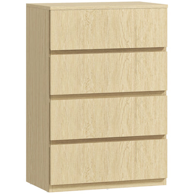 HOMCOM Chest of Drawers, 4-Drawer Storage Cabinets, Modern Dresser, Storage Drawer Unit for Bedroom 