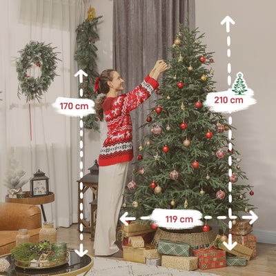 HOMCOM 7 ft Full Spruce Christmas Tree with Realistic Dense Tips, Easy Assembly - Green 