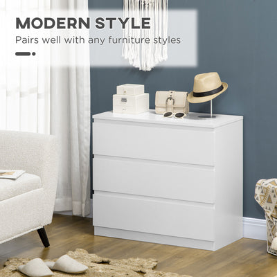 HOMCOM Chest of Drawers, 3-Drawer Storage Organiser Unit for Bedroom, Living Room, White 