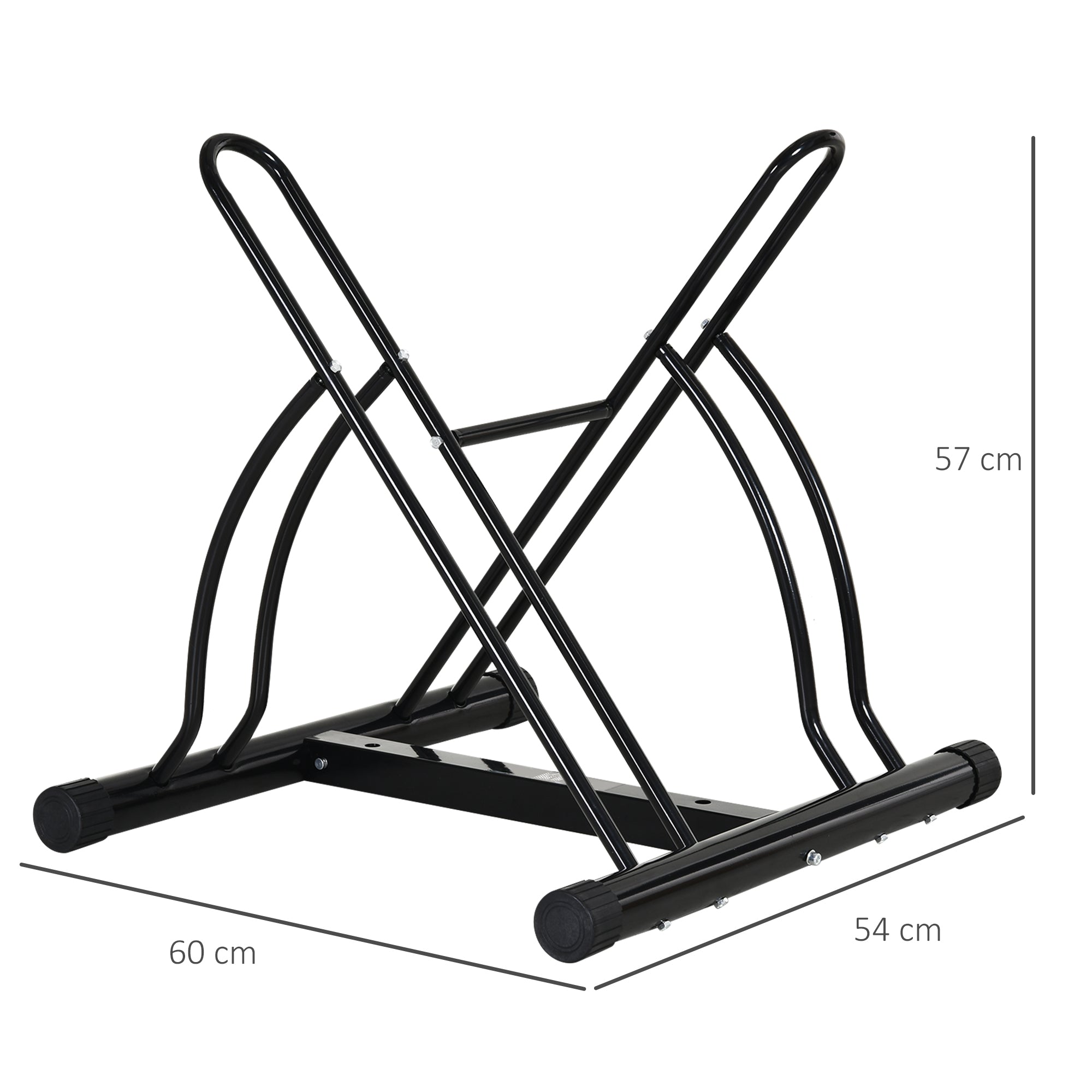 HOMCOM 2 Bike Floor Parking Stand Rack Indoor Outdoor Ground Reversible - Black 
