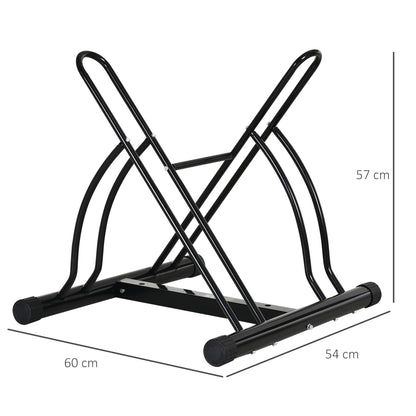 HOMCOM 2 Bike Floor Parking Stand Rack Indoor Outdoor Ground Reversible - Black 