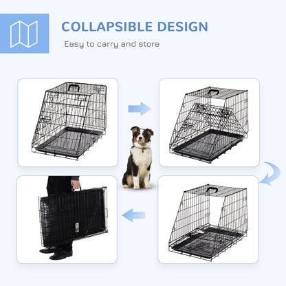 Pawhut Trapeze Collapsible Dog Pet Travel Box Cage Removable Tray 77 x 47 x 55cm 
