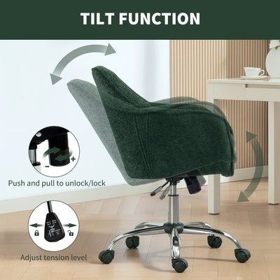 HOMCOM Velvet-Feel Office Chair - Dark Green 