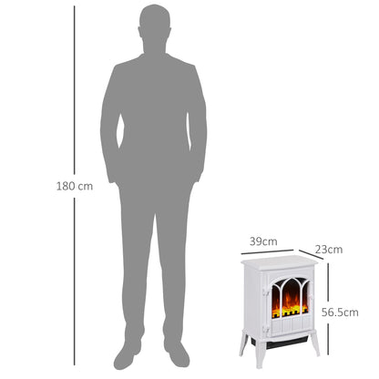 HOMCOM Freestanding Electric Fireplace, Electric Stove Heater with LED Flame Effect, Overheating Safety System, 1000W/2000W White 