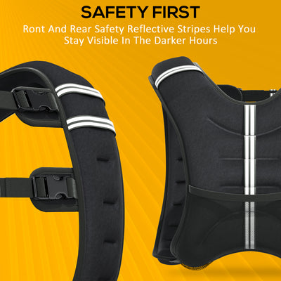 HOMCOM 10KG Weighted Vest, Running Weight Vest with Adjustable Straps, Convenient Pocket and Reflective Strips, for Men and Women Cardio Exercise Strength Training Workout 