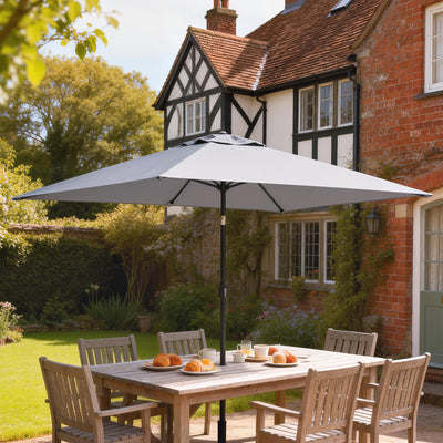 Outsunny Garden Parasol, Parasol Umbrella with Crank Handle, Tilt Function, Polyester Canopy, Light Grey 