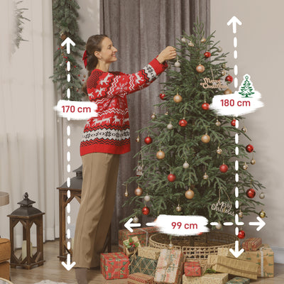 HOMCOM 6 ft Full Spruce Christmas Tree with Realistic Dense Tips, Easy Assembly - Green 