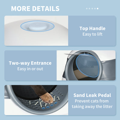 PawHut Foldable Cat Litter Tray with Lid, Deodorant, Scoop, White 