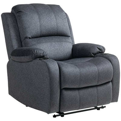 HOMCOM Microfibre Manual Reclining Armchair, with Footrest - Black 