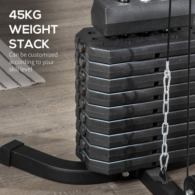 HOMCOM Multi-Exercise Gym Station, with 45kg Weight Stack, for Full Body Workout 