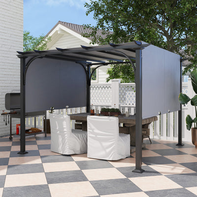 Outsunny 3 x 3(m) Outdoor Pergola, Garden Pergola Gazebo with Adjustable Canopy, Grey 