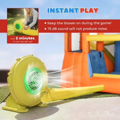 AIYAPLAY 5 in 1 Bouncy Castle for Children, Inflatable Bounce House with Dual Slides, Pool, Climbing Wall, Water Cannons, Blower 