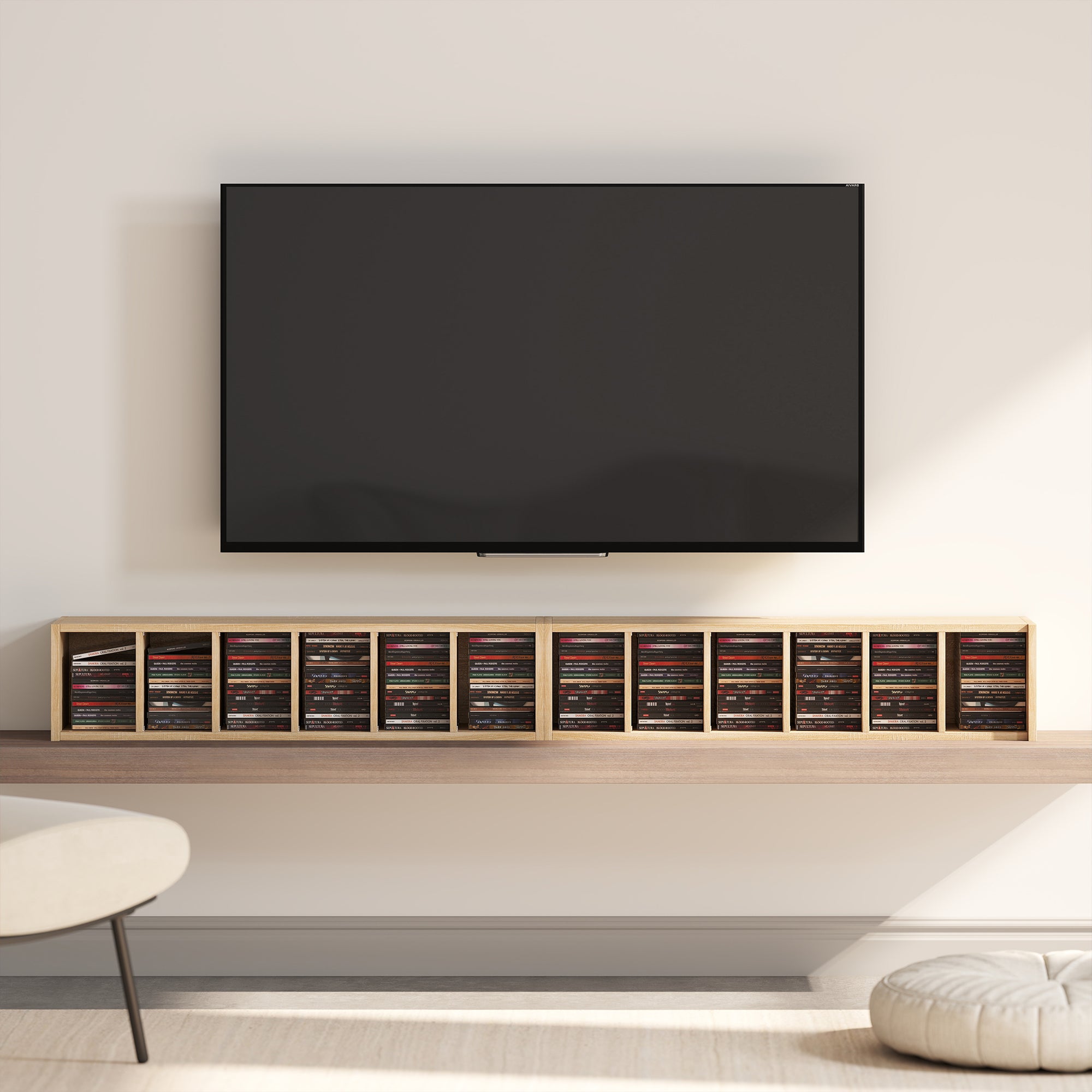 HOMCOM Set of 2 CD Media Display Shelf Unit Tower Rack with Adjustable Shelves, Oak 