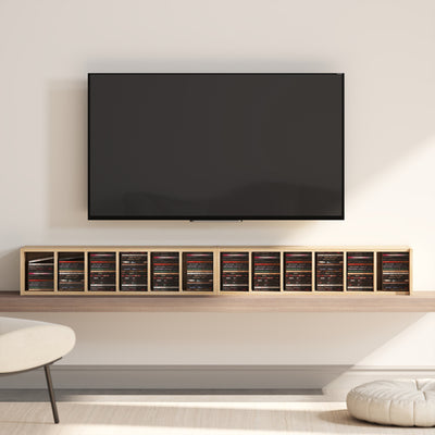 HOMCOM Set of 2 CD Media Display Shelf Unit Tower Rack with Adjustable Shelves, Oak 