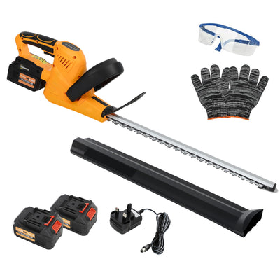 Outsunny Cordless Hedge Trimmer, Electric Hedge Cutter with 51cm Blade, Brushless Motor and 2 x 4.0Ah Batteries for Branches, Shrubs, Twigs, Orange 