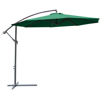 Outsunny 3m Banana Hanging Parasol Umbrella Green 