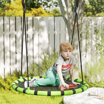 AIYAPLAY 100 cm Diameter Kid Nest Swing Seat with Height Adjustable Ropes for Outdoor Indoor, Black 