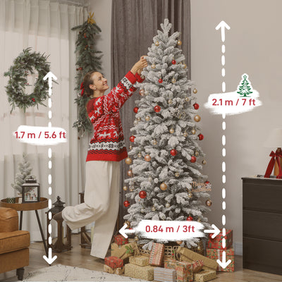 HOMCOM 7ft Flocked Artificial Christmas Tree 