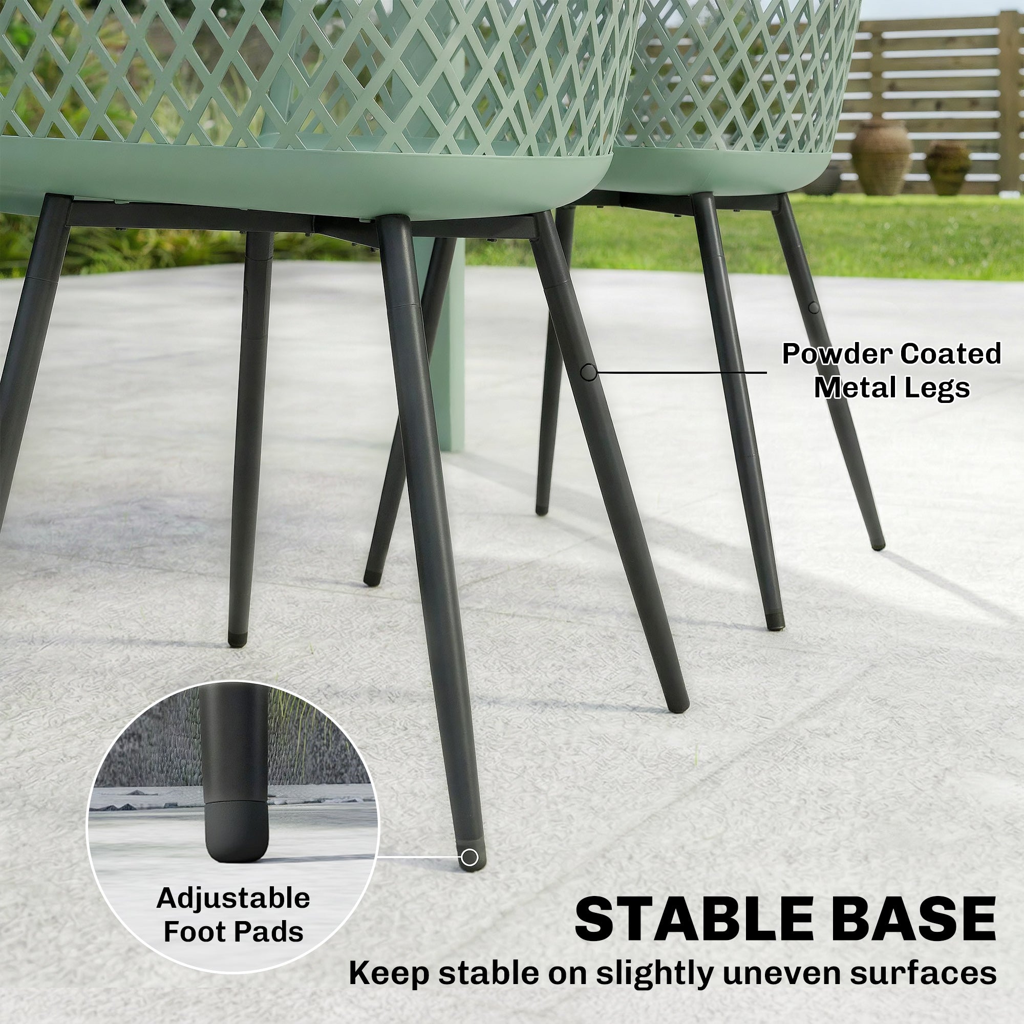 Outsunny Garden Chairs Set of 4, Garden Dining Chairs with Cut Out Diamond Back and Armrests for Patio, Balcony, Terrace, Green 
