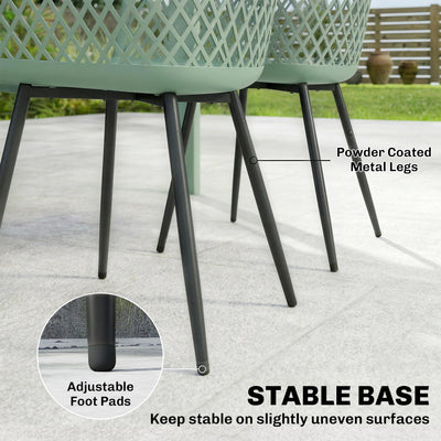 Outsunny Garden Chairs Set of 4, Garden Dining Chairs with Cut Out Diamond Back and Armrests for Patio, Balcony, Terrace, Green 