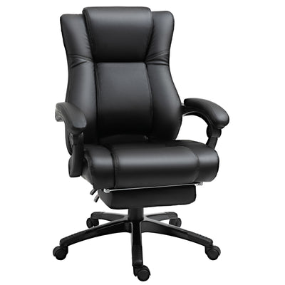 Vinsetto Executive Office Chair for Home, PU Leather Computer Chair, Swivel Desk Chair with Footrest, Wheels, Adjustable Height, Black 