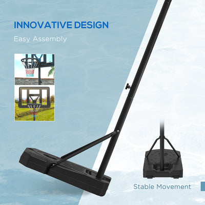 SPORTNOW Height Adjustable Basketball Stand Net Set System, Freestanding Basketball Hoop and Stand w/ Wheels, 200-305cm - Black 