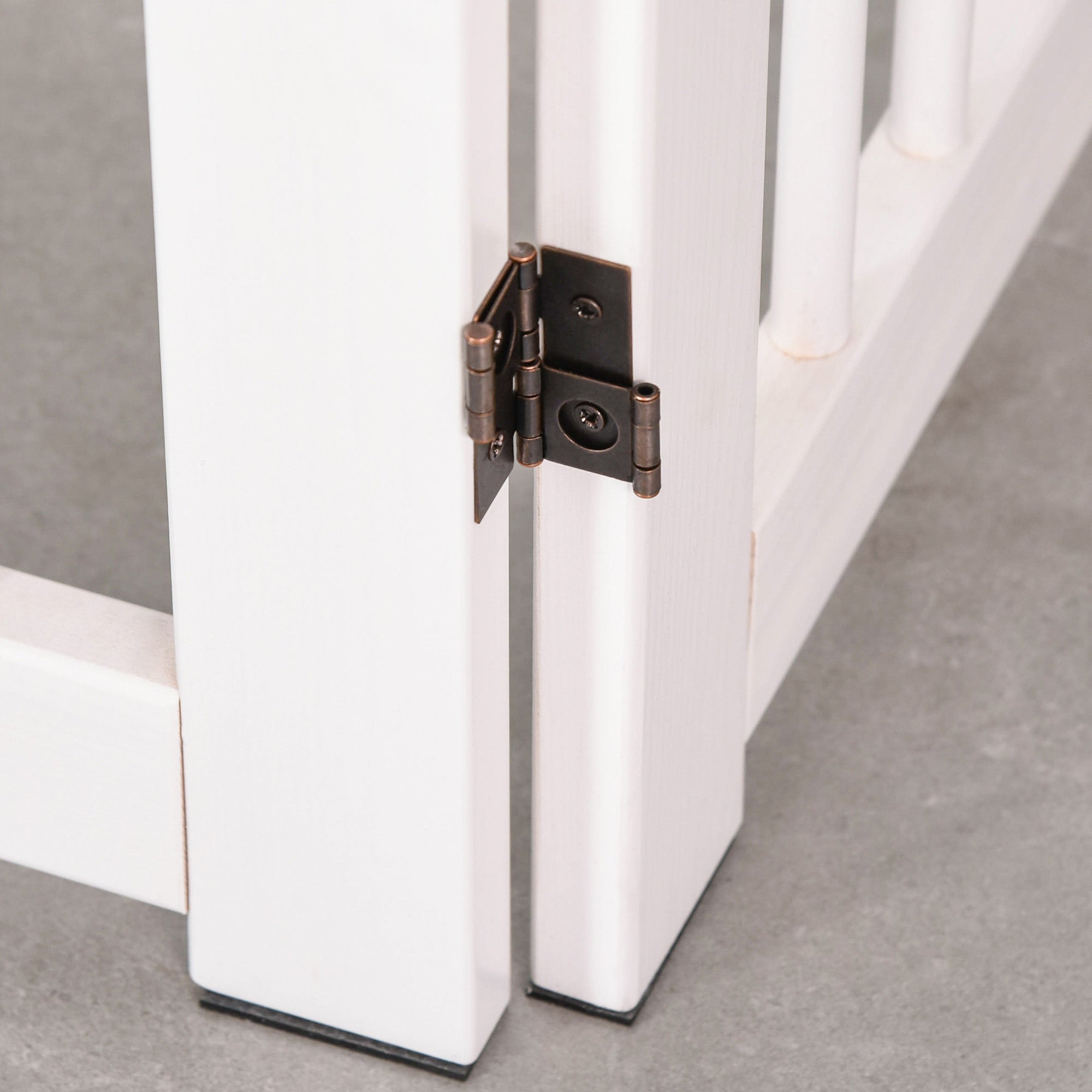 PawHut Freestanding Pet Gate 4 Panels Wooden Dog Safety Fence Foldable with Support Feet for Doorway Stairs 91cm Tall White 