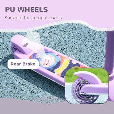 AIYAPLAY Kids 3 Wheel Scooter for 2-6 Years Old w/ Adjustable Height, LED Light, TPE Handlebar, Purple 