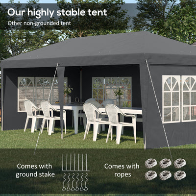 Outsunny 3 x 6m Pop-Up Gazebo, with Removable Walls - Grey 