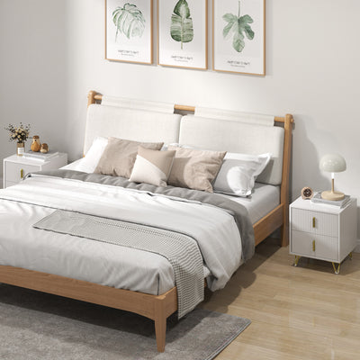Set of 2 Elegant Chest of Two Drawers - White/Gold-Tone 