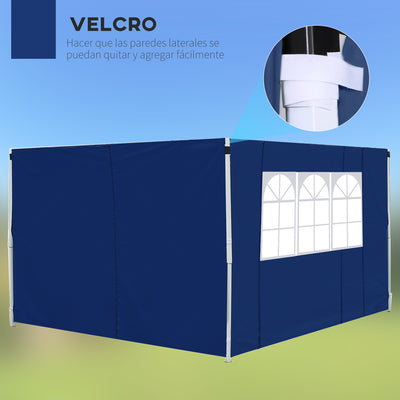 Outsunny 3 Meters Gazebo Replaceable Exchangeable Side Panel Wall Panels Walls With Window, Blue 