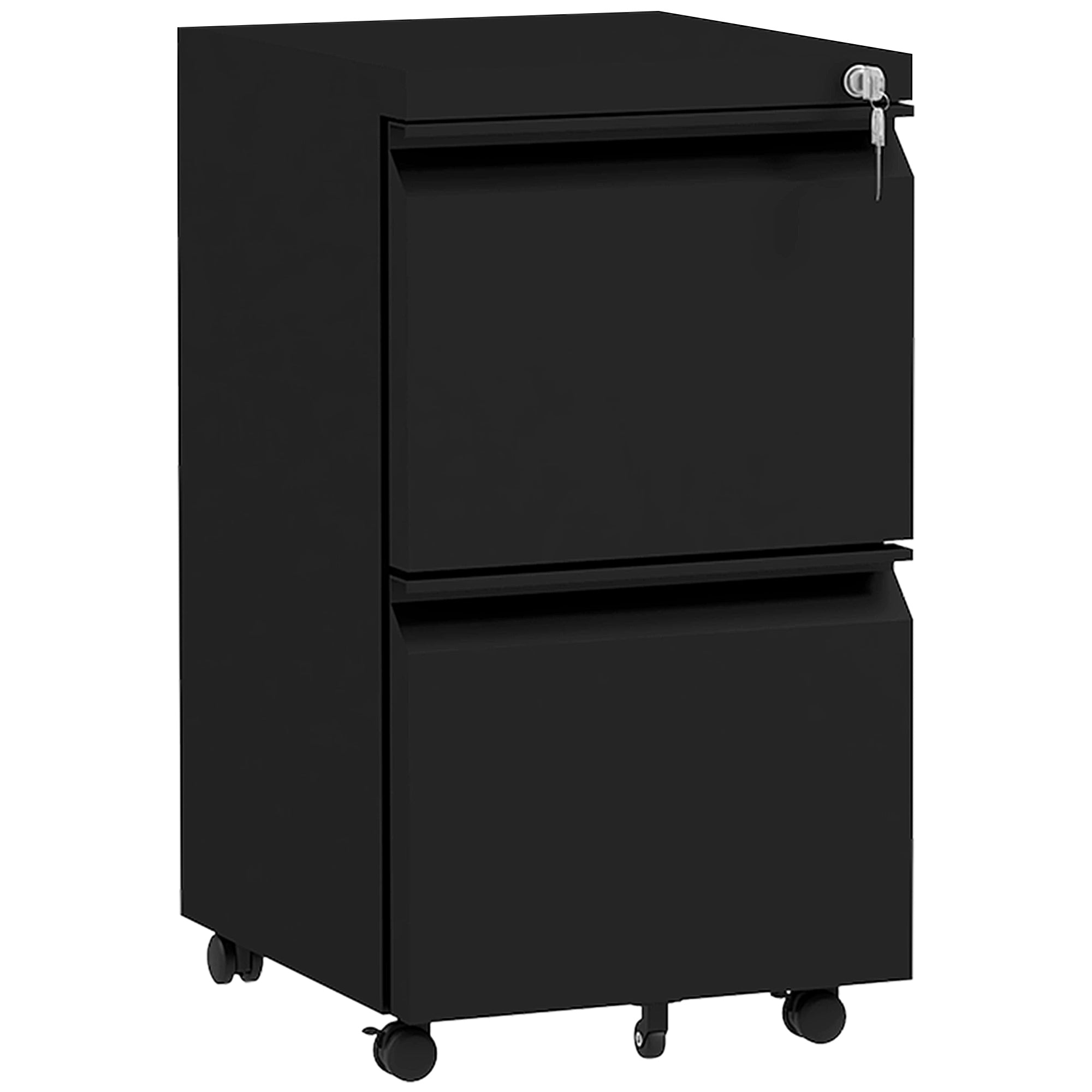 Vinsetto 2-Drawer Mobile Filing Cabinet, Steel Lockable File Cabinet for Letter, A4 and Legal Size, Pre-Assembled Body, Black 