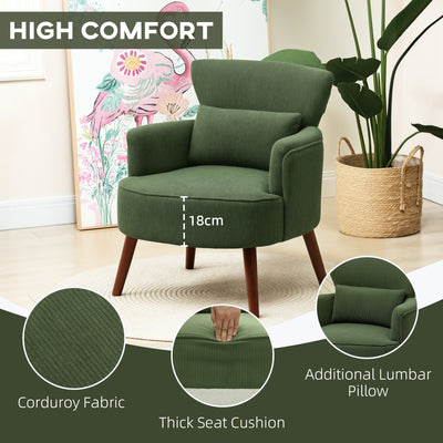 HOMCOM Corduroy Retro Accent Chair - Green 
