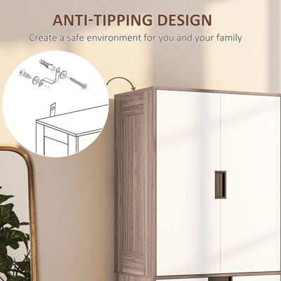 HOMCOM Two Door, Two Drawer Wardrobe - White/Brown 