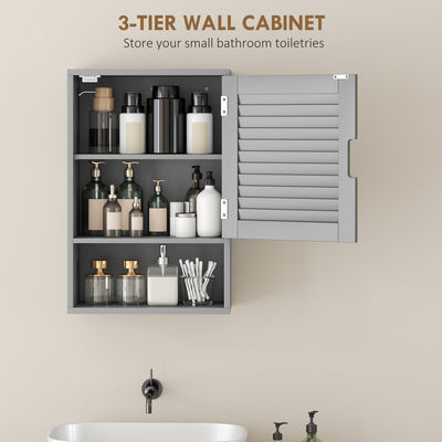 HOMCOM Bathroom Cabinet, Wall Mounted Storage Cabinet with Adjustable Shelves, 40 x 20 x 60 cm, Grey 