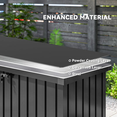 Outsunny 400L Galvanised Steel Garden Storage Box, Black 