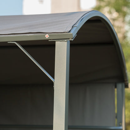 Outsunny 2.2 x 1.4m BBQ Shelter, Outdoor Grill Gazebo Canopy with Shelves, Hanging Hooks, and Metal Frame, for Garden Patio Backyard 